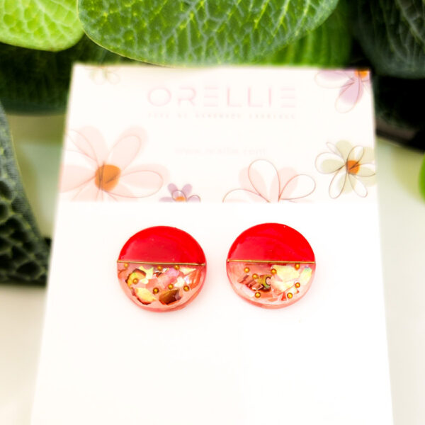 Discover our collection of Resin Circle stud earrings, available in various vibrant colors. Handcrafted by Orellie in New Zealand, these earrings are perfect for adding a touch of elegance and fun to your look.