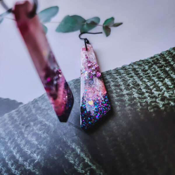 Orellie's handmade ombre glitter earrings, designed and crafted in New Zealand. These bold, colorful accessories add a sparkling touch to your style with a stunning ombre effect.