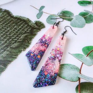 Orellie's handmade ombre glitter earrings, designed and crafted in New Zealand. These bold, colorful accessories add a sparkling touch to your style with a stunning ombre effect.