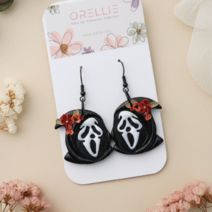 Shop ghost earrings handmade in NZ. These floral Halloween dangles from Orellie NZ are spooky, stylish, and perfect for your October outfit.