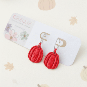 Celebrate Halloween with elegance. These handmade terracotta pumpkin earrings feature botanical embossing for a rustic, minimal, and seasonal look. Perfect for fall lovers!