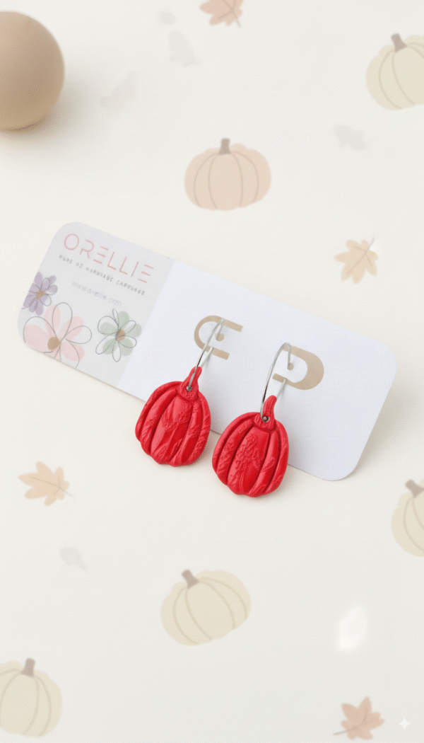 Celebrate Halloween with elegance. These handmade terracotta pumpkin earrings feature botanical embossing for a rustic, minimal, and seasonal look. Perfect for fall lovers!