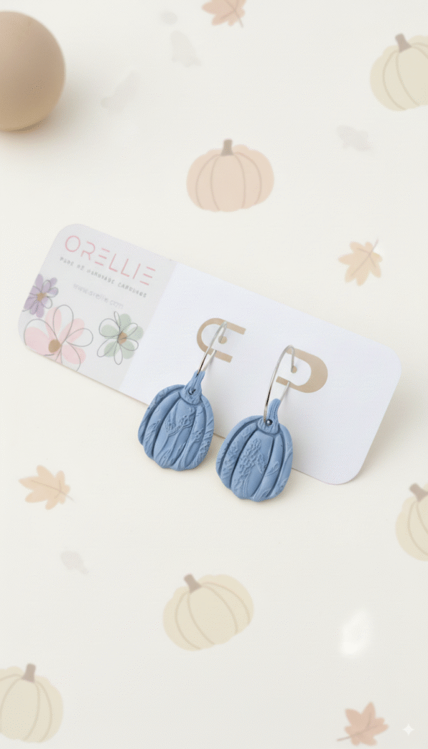 Celebrate Halloween with elegance. These handmade terracotta pumpkin earrings feature botanical embossing for a rustic, minimal, and seasonal look. Perfect for fall lovers!